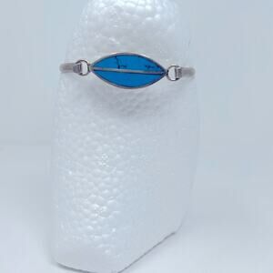 Unbranded Women's Turquoise & Silver Unmarked 925 Hook Cuff Bracelet